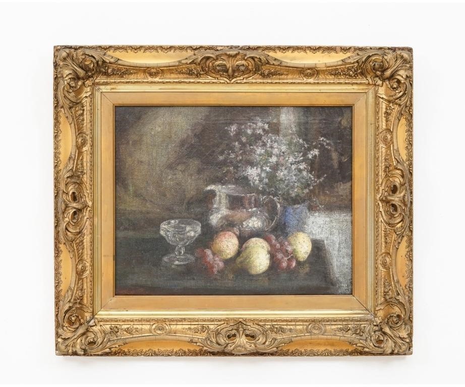 Appraisal: Oil on canvas still life of fruit unsigned late th