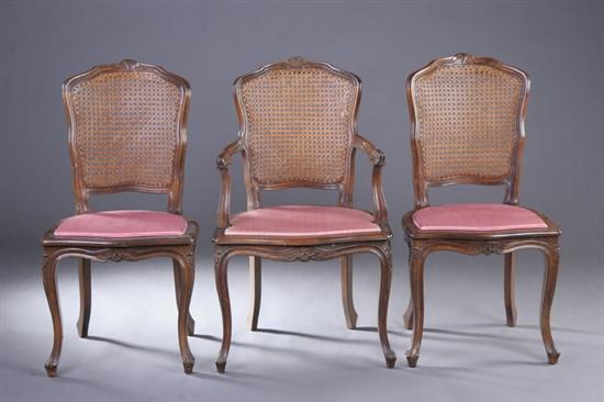 Appraisal: EIGHT LOUIS XV STYLE FRUITWOOD DINING CHAIRS th century two