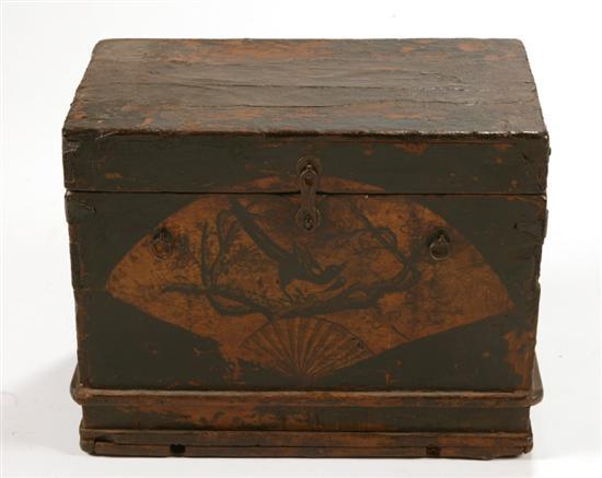 Appraisal: DECORATED BOX China th century softwood Dovetailed hinged lid box