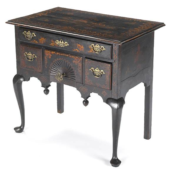 Appraisal: A Queen Anne mahogany dressing table later chinoiserie decorated Massachusettsthird