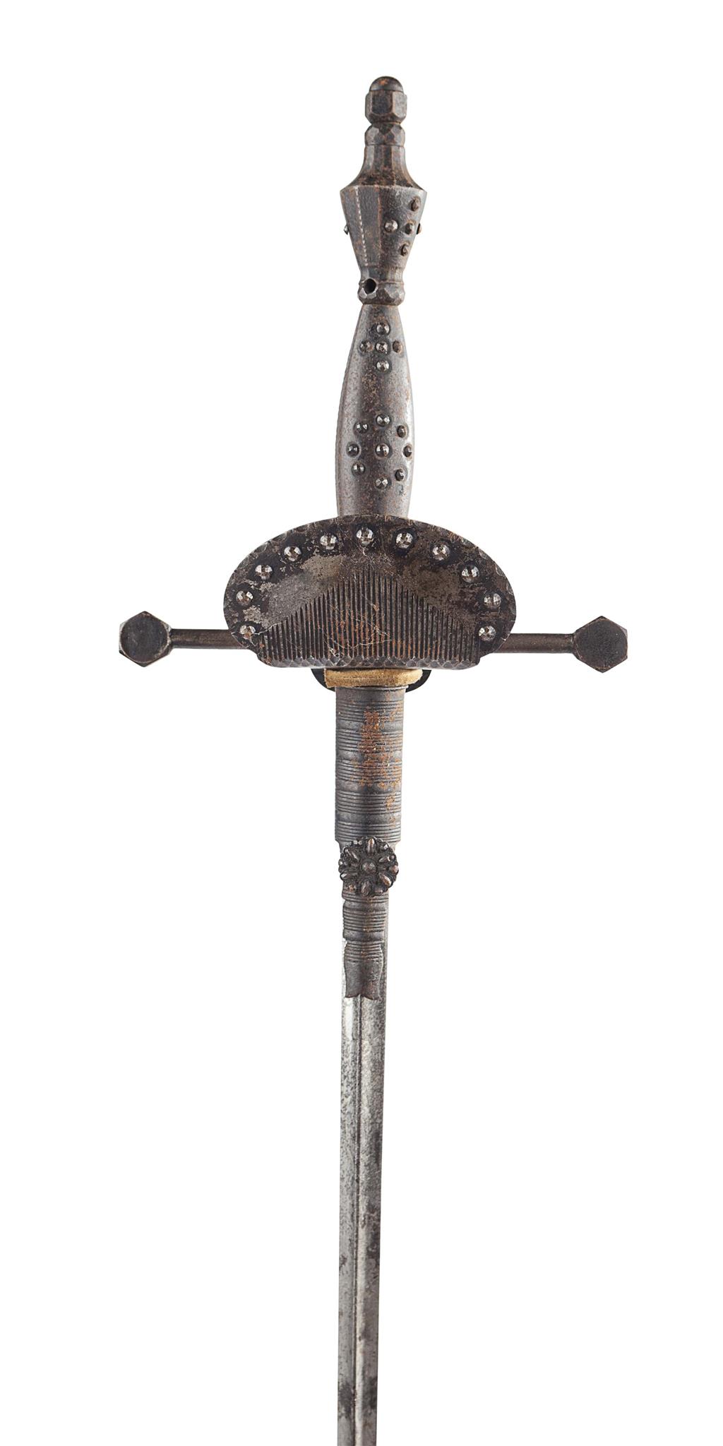 Appraisal: GERMAN SILVER MOUNTED HUNTING HANGER CIRCA with silver cross guard