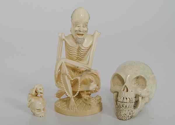 Appraisal: Skeleton Ivory and Bone Figures th century An assembled group