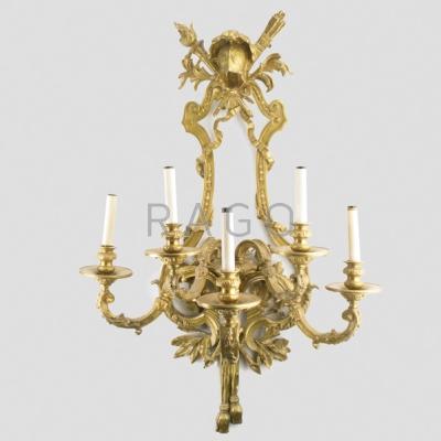 Appraisal: FRENCH LIGHTING -arm bronze sconce with foliate design and torch