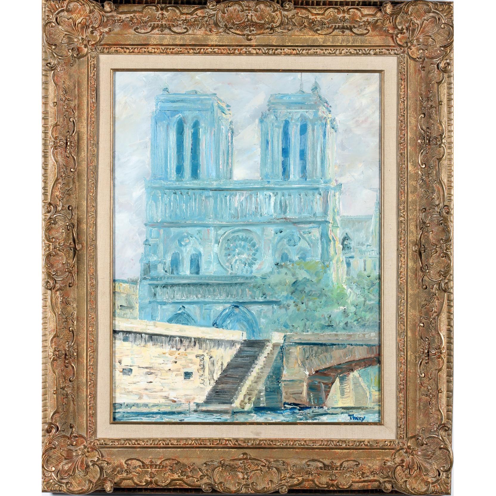 Appraisal: French School th century Notre Dame Cathedral oil on canvas