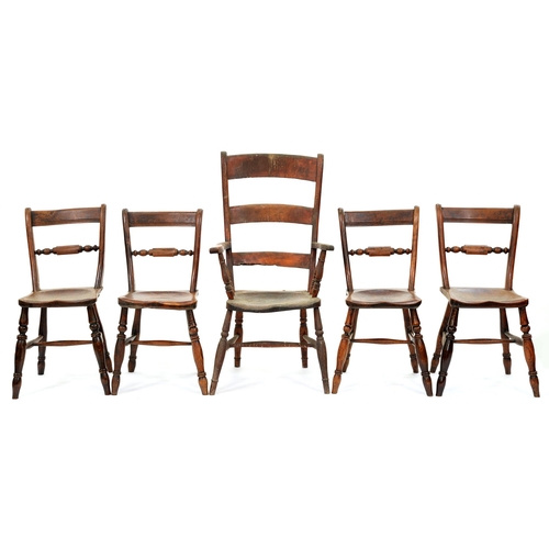 Appraisal: Four similar beech and ash scroll back Windsor side chairs