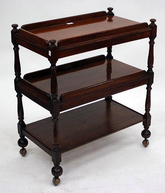 Appraisal: A LATE VICTORIAN RECTANGULAR MAHOGANY TWO TIER TEA TROLLEY each