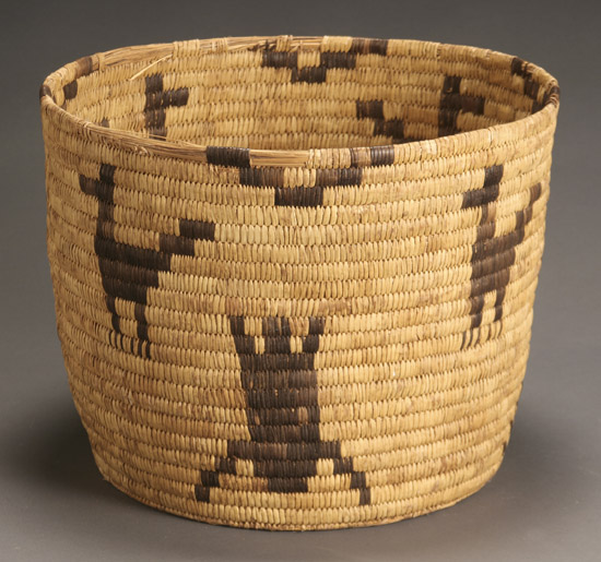 Appraisal: Southwest Pictorial Coiled Basket Probably Papago Early th Century Woven