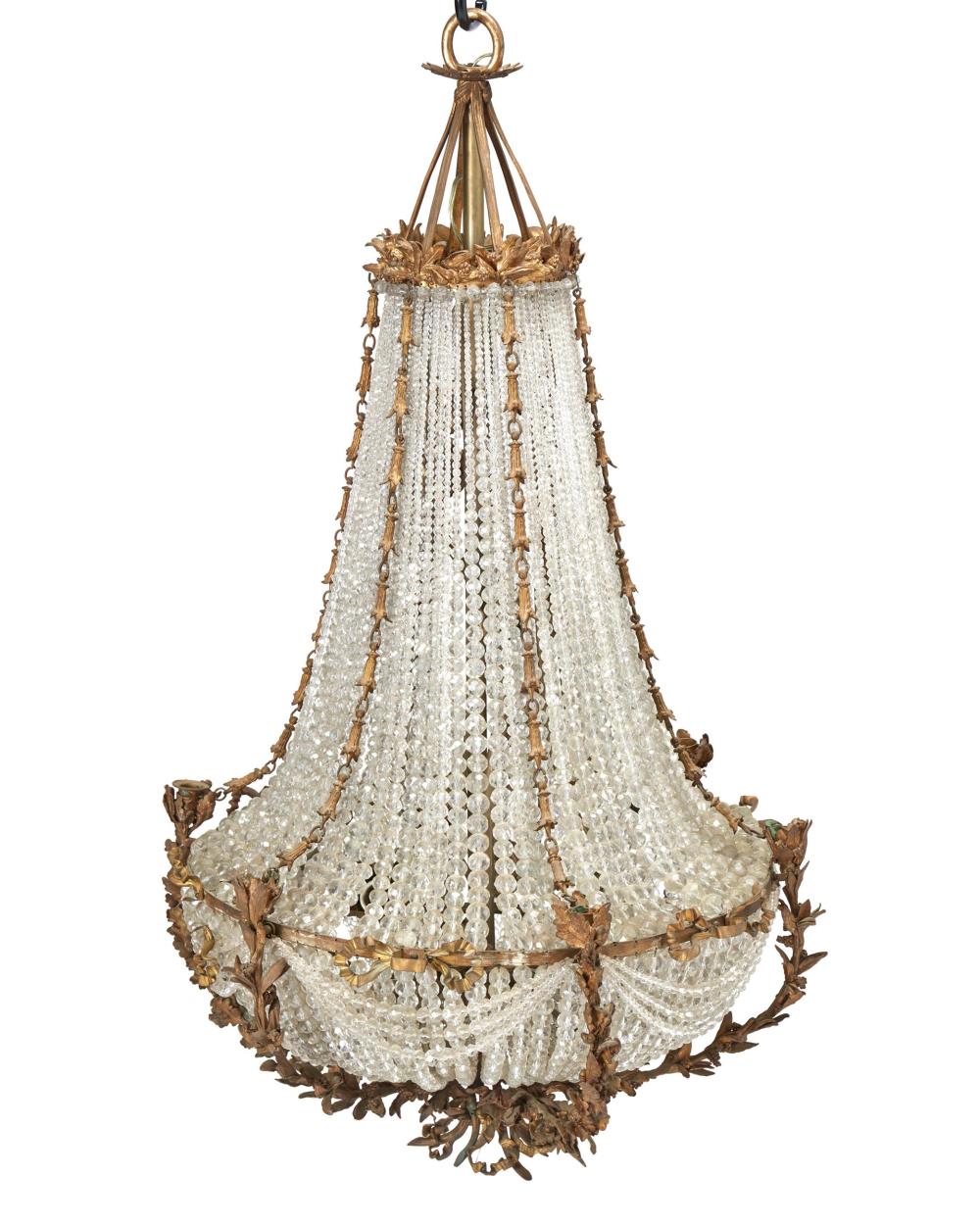 Appraisal: A French gilt-bronze and crystal chandelier Late th Early th