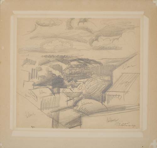 Appraisal: ROGER DE LA FRESNAYE Paysage Pencil on thin cream wove