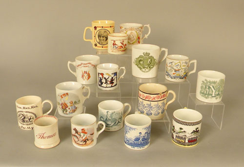 Appraisal: Sixteen Staffordshire mugs th th c - tallest