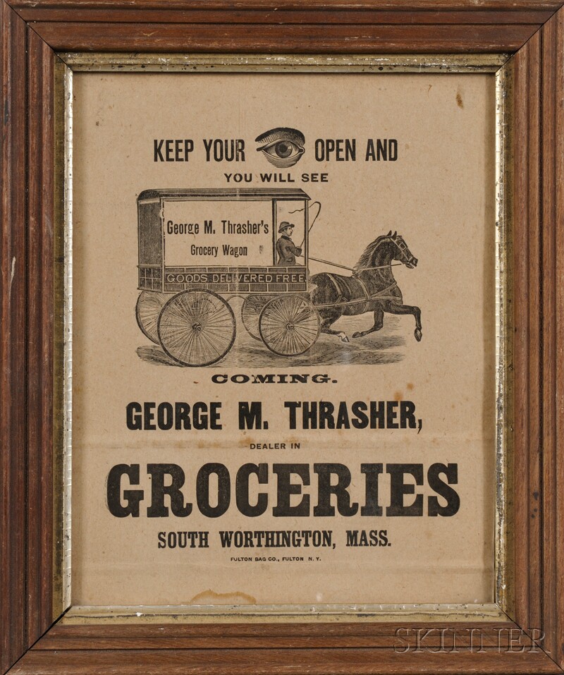 Appraisal: George M Thrasher Dealer in GROCERIES Printed Broadside America late