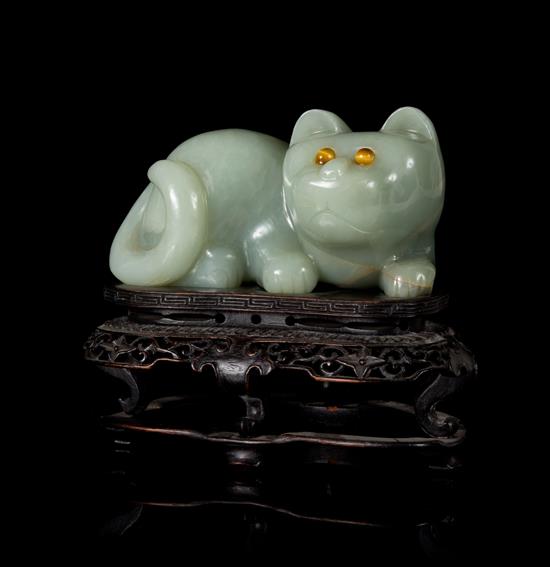 Appraisal: Sale Lot A Carved Celadon Jade Figure of a Cat