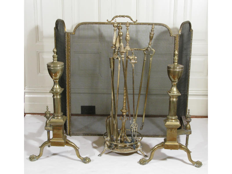 Appraisal: New York Fire Screen and Fire Tool Set th c