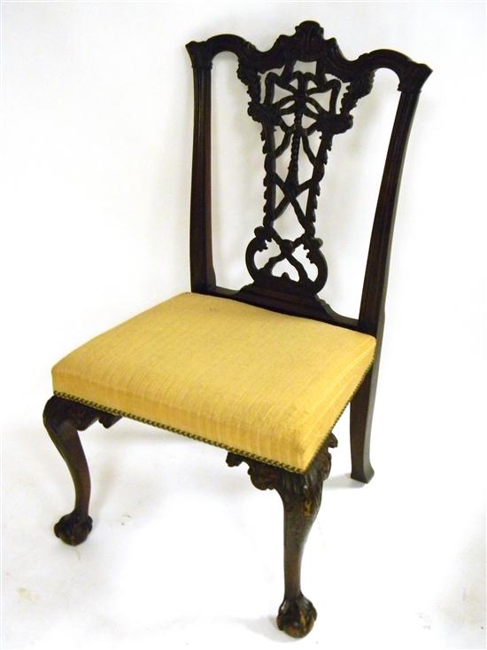 Appraisal: Georgian Chippendale style side chair with ribbon carved splat claw