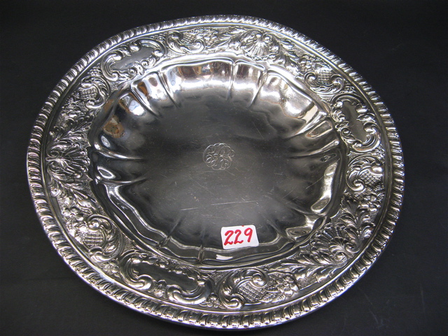 Appraisal: GORHAM STERLING SILVER SERVING DISH hand chased and engraved on