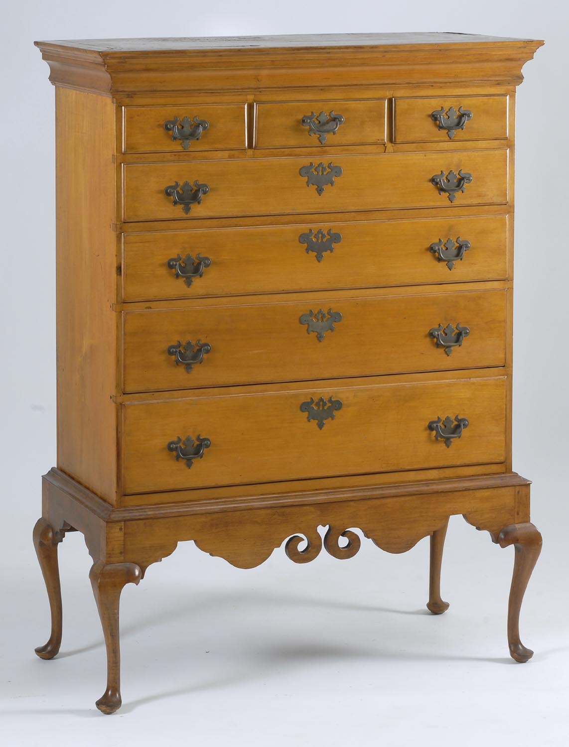 Appraisal: QUEEN ANNE CHEST-ON-FRAME in cherry Top was originally an th