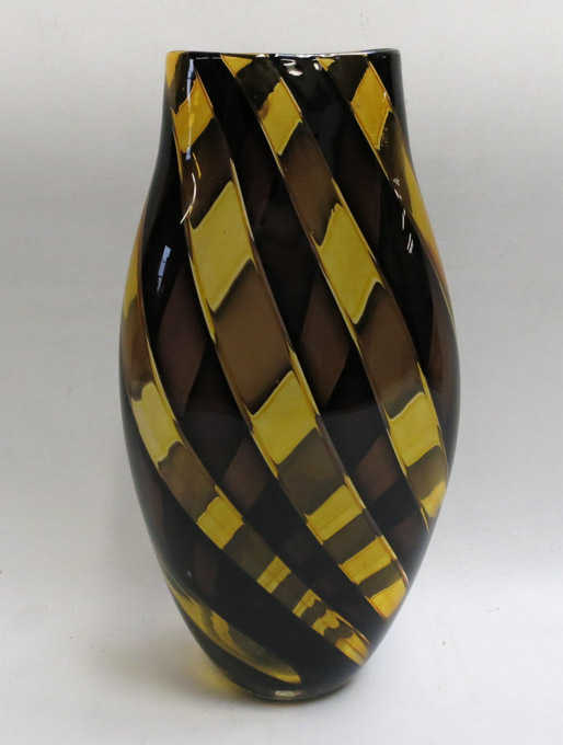 Appraisal: ISOLA STUDIO ART GLASS VASE BY SCOTT BENEFIELD of compressed