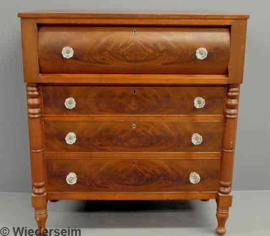 Appraisal: Empire mahogany chest of drawers c with glass knobs h