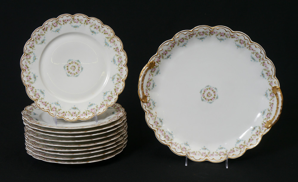 Appraisal: FRENCH LIMOGES CAKE SET Theodore Haviland Ca - Larger serving