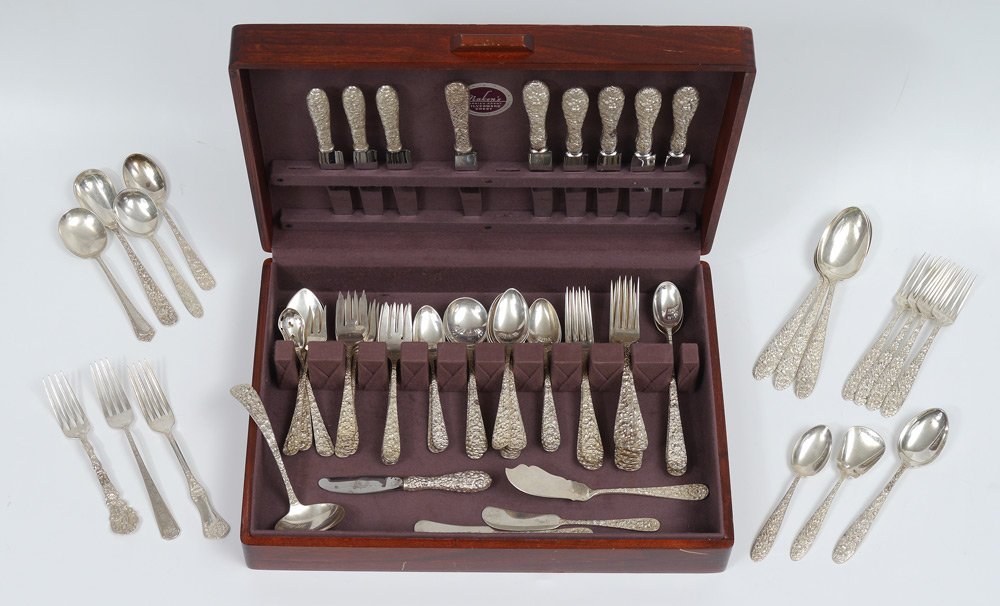 Appraisal: STIEFF ROSE STERLING SILVER FLATWARE SERVICE Approx pieces in the