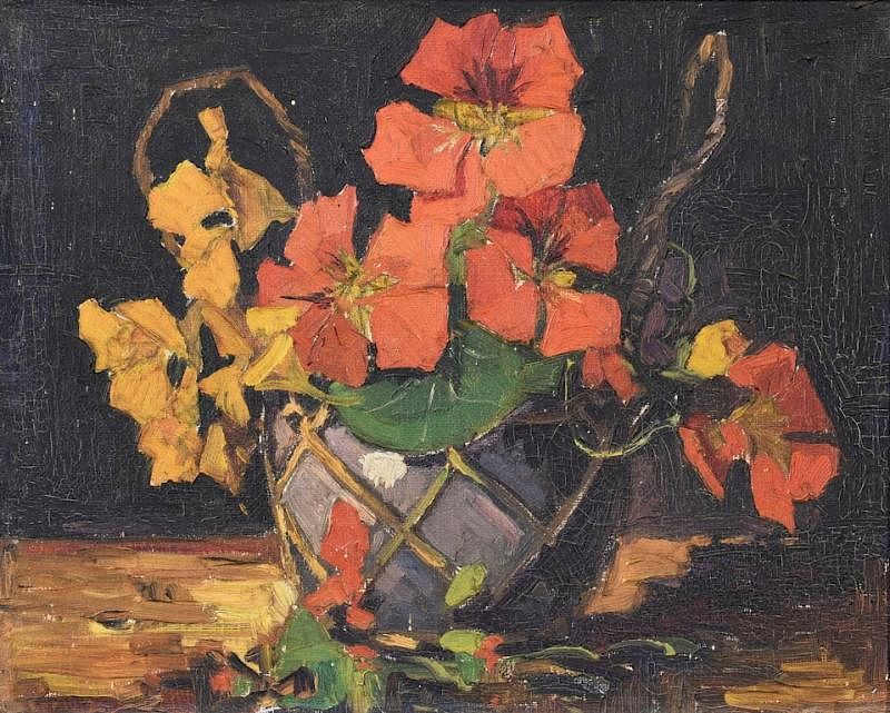 Appraisal: Impressionistic Still Life of Flowers European school impressionistic oil on