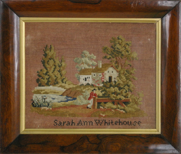 Appraisal: Sarah Ann Whitehouse English fl ca - gros-point-embroidered panel of