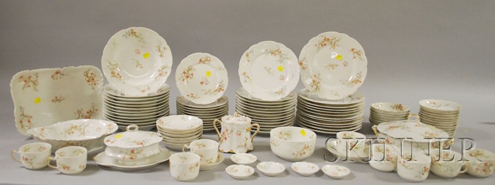 Appraisal: Ninety-nine Piece Haviland Limoges Porcelain Floral Transfer Decorated Partial Dinner