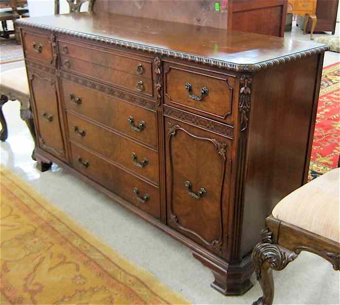 Appraisal: CHIPPENDALE STYLE MAHOGANY BUFFET American mid- th century the front