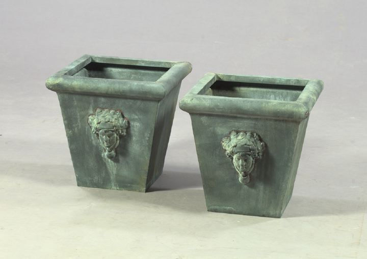 Appraisal: Pair of Galvanized Zinc Garden Planters of tapering square form