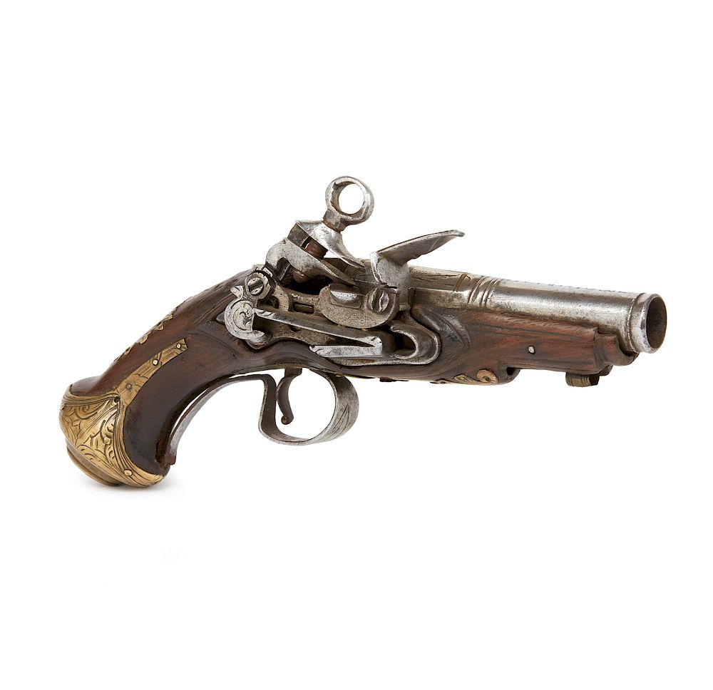 Appraisal: Spanish Miqulet Pocket Pistol An extremely nice small miguelet lock