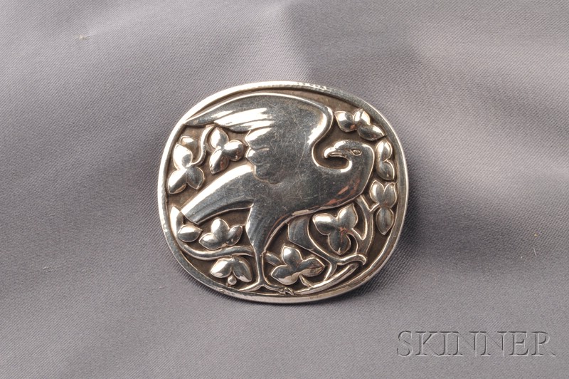 Appraisal: Sterling Silver Bird Brooch Georg Jensen Denmark post- mark no