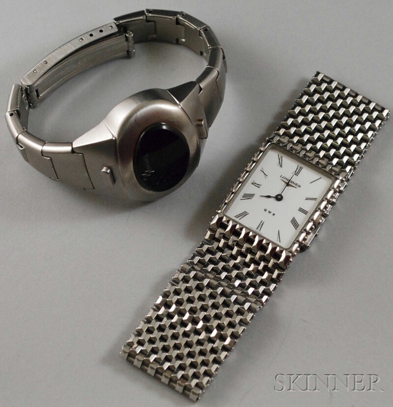 Appraisal: Two Stainless Steel Wristwatches a digital Pulsar retailed by Tiffany