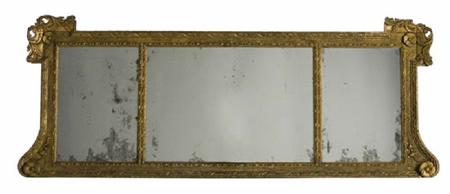 Appraisal: A George II carved giltwood overmantel mirror the foliate guilloche