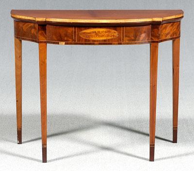 Appraisal: New England Federal inlaid card table shaped top with inlaid