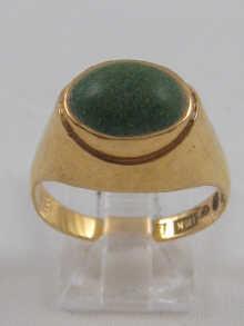 Appraisal: An carat gold Swedish hallmarked ring set with a green