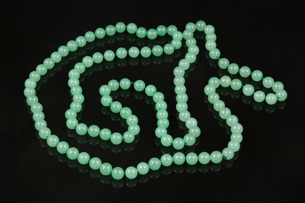 Appraisal: - Jade Type Beaded Necklace Necklace with jade-type beads approximately