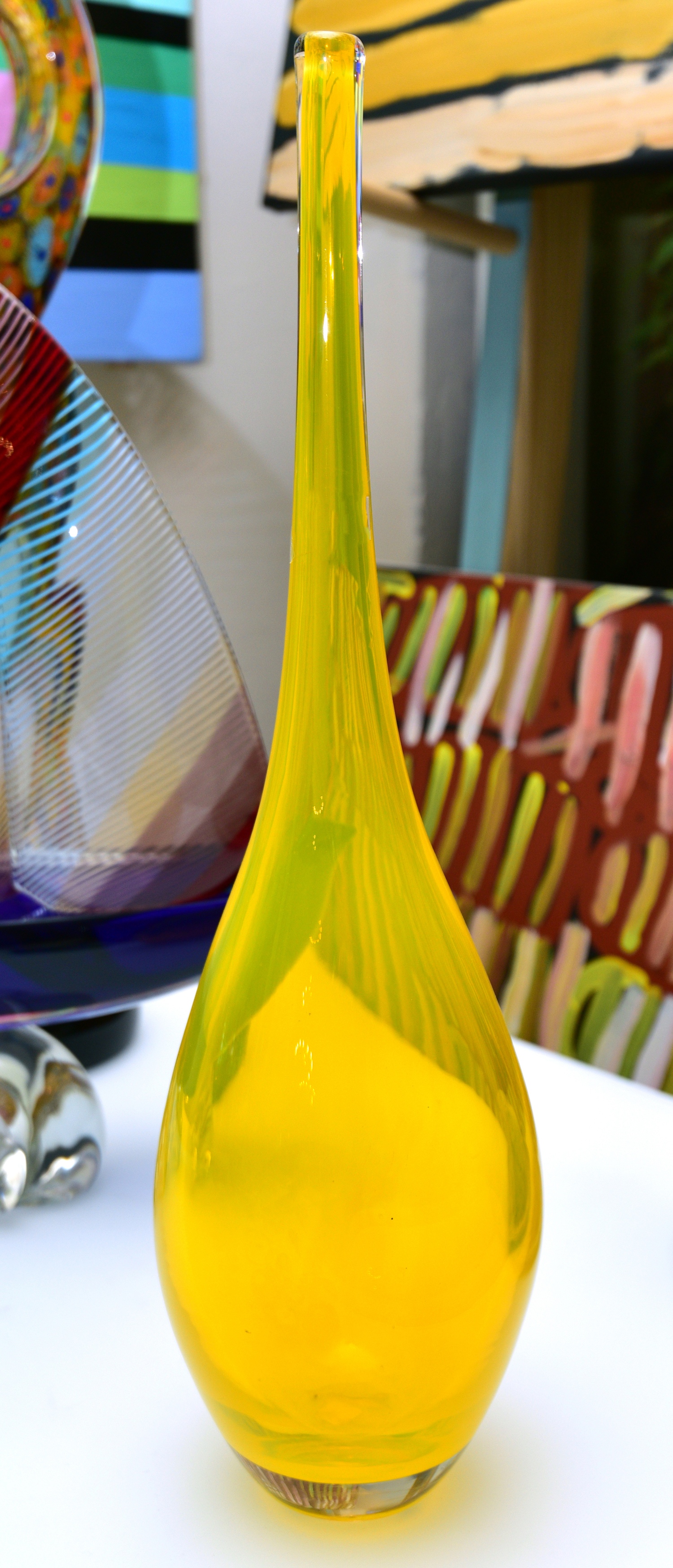 Appraisal: A YELLOW ART GLASS VASE signature to base h x