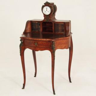 Appraisal: FRENCH INLAID BUREAU DE DAME AVEC HORLOGE RARE FRENCH LOUIS