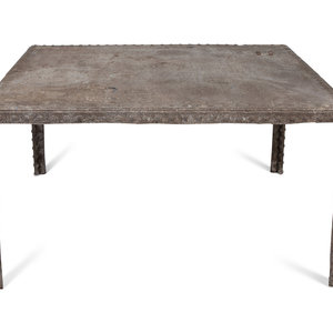 Appraisal: Brutalist th Century Dining Table patinated metal H x W