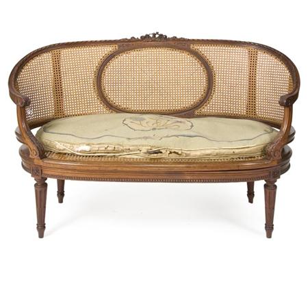 Appraisal: Louis XVI Style Caned Mahogany Settee Estimate -