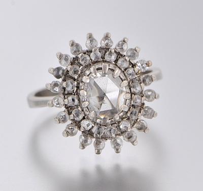 Appraisal: A Ladies' Rose Cut Diamonds Cluster Ring k white gold