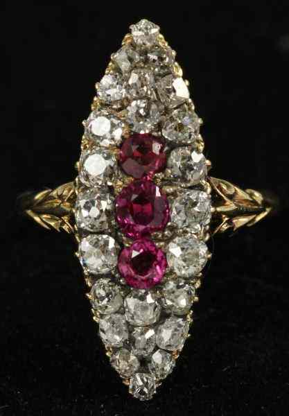 Appraisal: Vintage Diamond Ringcirca designed in a navette form and consisting