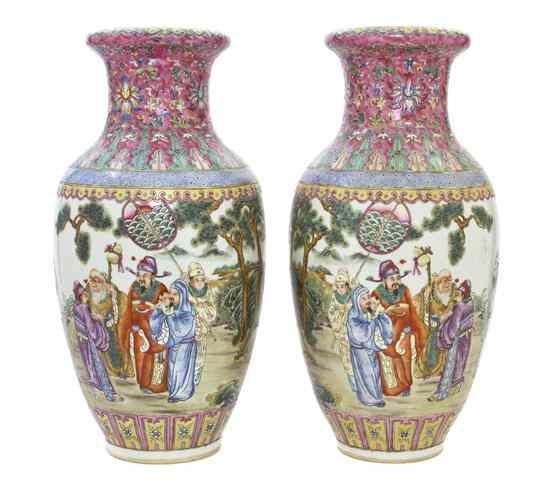 Appraisal: A Pair of Chinese Porcelain Republic Era Vases each having