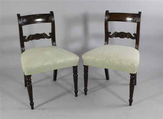 Appraisal: A set of six George IV mahogany dining chairs on