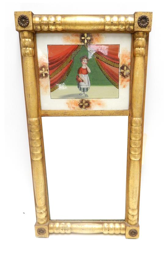 Appraisal: Early th C Federal gilt wall mirror reverse painted tablet