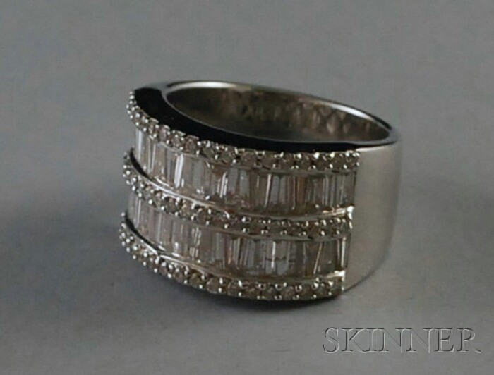 Appraisal: Wide kt White Gold and Diamond Band total dwt size