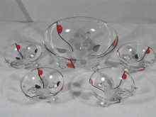 Appraisal: A 's glass dessert set of a bowl and four