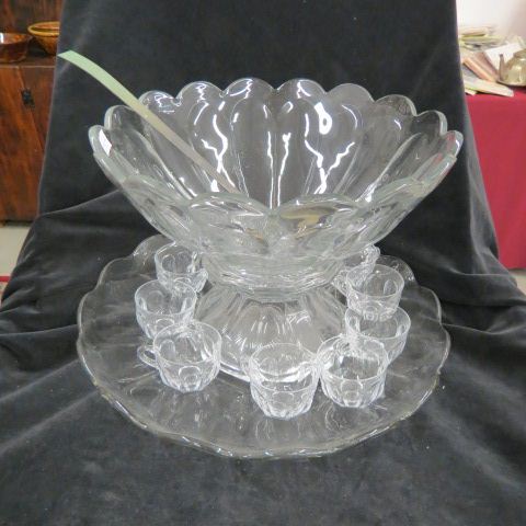 Appraisal: Heisey Colonial Glass Punch Bowl tray undertray diameter tall cups