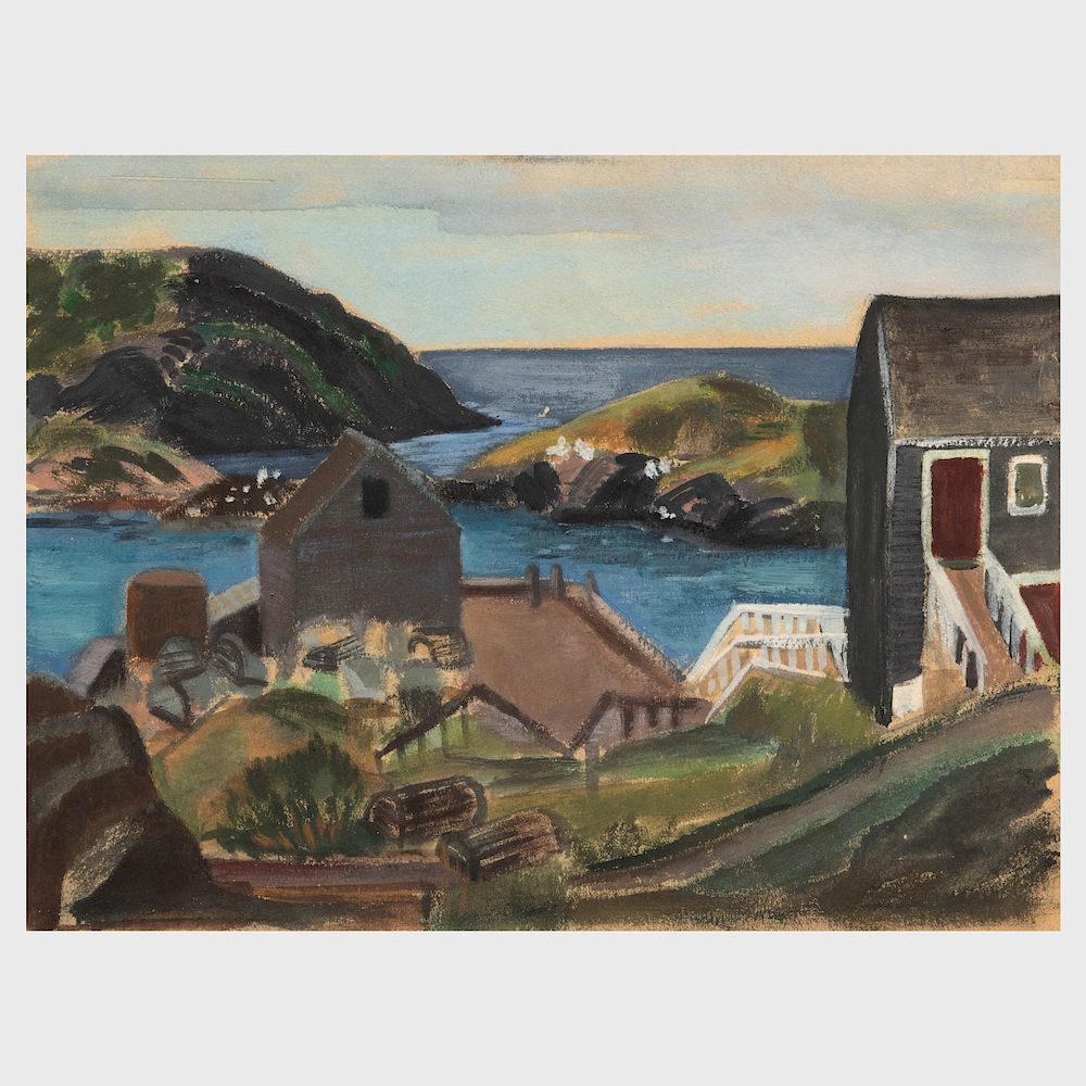 Appraisal: Martha Levy Rockport Harbor View and Rocky Shore Three gouache