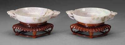 Appraisal: Pair Chinese hardstone marriage bowls pale lavender with splotches of